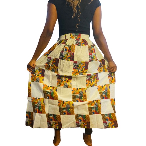 Long Maxi Skirt With Matching Scarf 100% Cotton One Size Womens Long Maxi Skirt - Picture 2 of 2